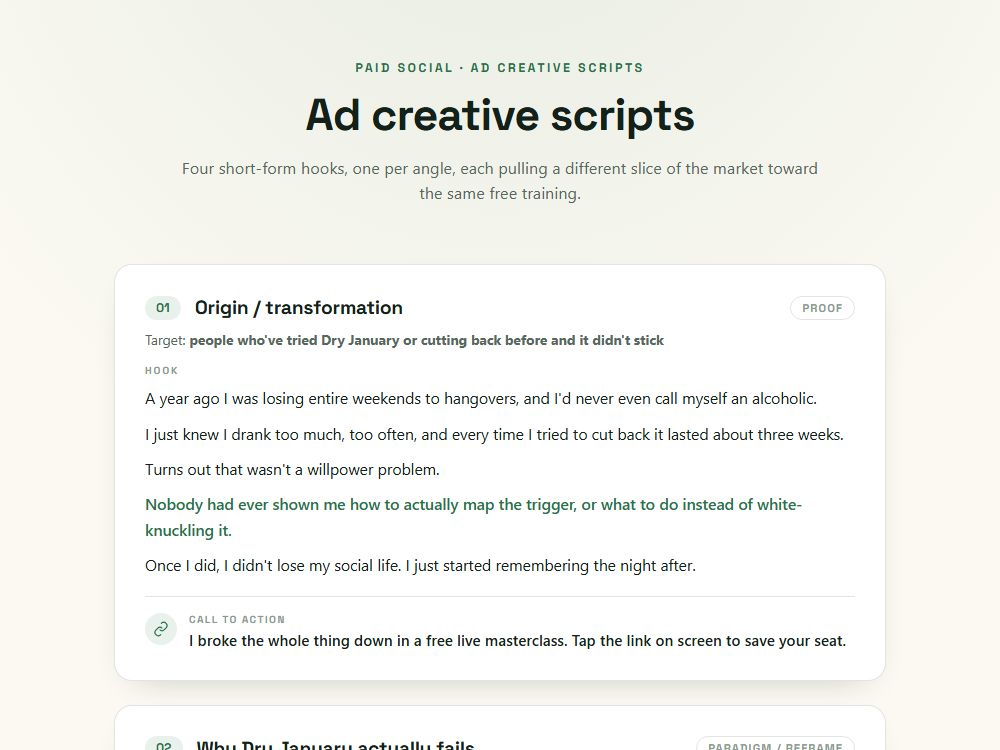 Ad creative scripts preview